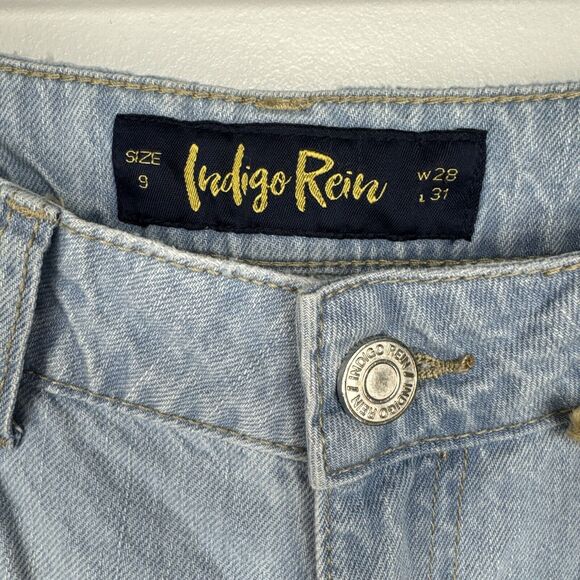 Indigo Rain Size 9 Jeans Extra Wide Leg Low Rise Organic Cotton Distressed NWT - Picture 4 of 12